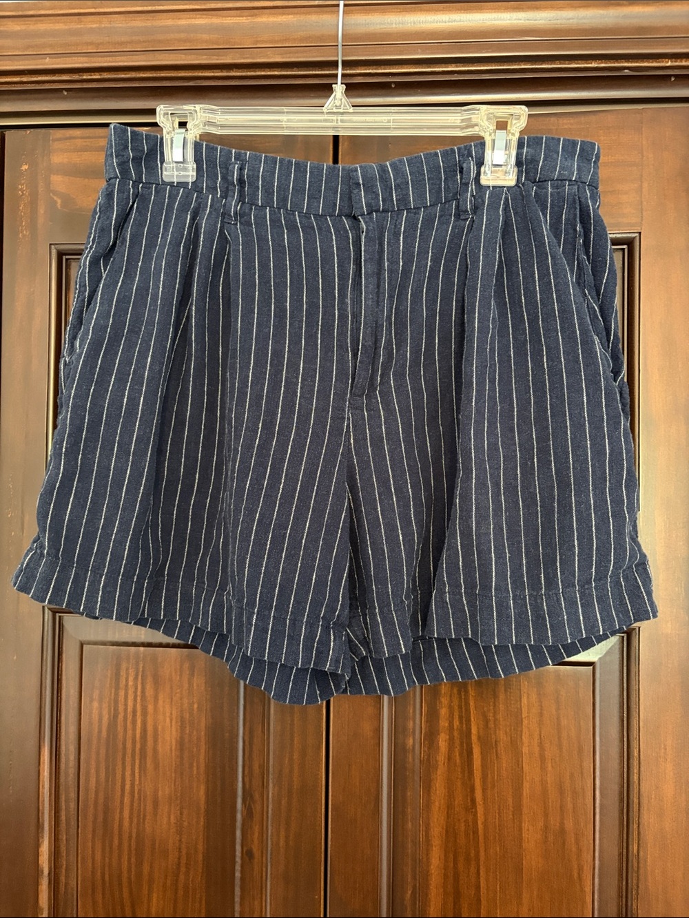 a new day Navy Pinstripe Flat Front Shorts